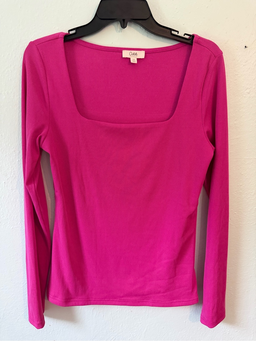 Oddi Women's Square Neck Long Sleeve Top - Bright Pink